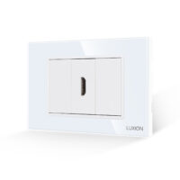 Priza HDMI + 2 Taste False LUXION cu Rama din Sticla, Standard Italian, 3M