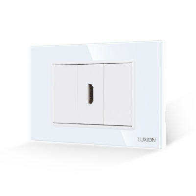 Priza HDMI + 2 Taste False LUXION cu Rama din Sticla, Standard Italian, 3M