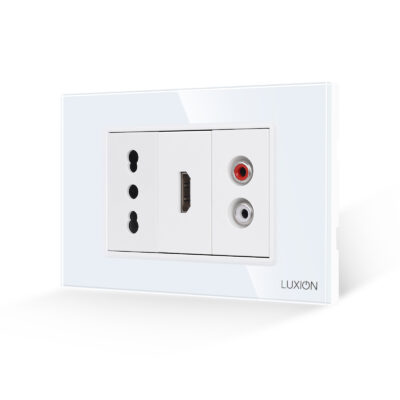 Priza Ingusta + HDMI + Audio cu Rama Din Sticla LUXION, Standard Italian, 3M