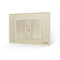 Priza Internet 1M + 2 Taste False LUXION cu Rama din Sticla, Standard Italian, 3M culoare aurie