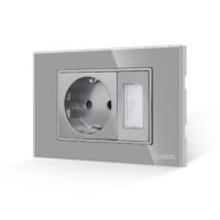 Priza Schuko + Lampa de Veghe cu Rama din Sticla LUXION, Standard Italian, 3M culoare gri