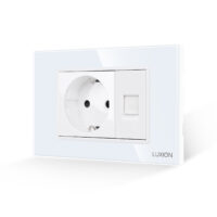 Priza Schuko + Priza Internet cu Rama din Sticla LUXION, Standard Italian, 3M