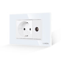 Priza Schuko + Priza TV cu Rama din Sticla LUXION, Standard Italian, 3M