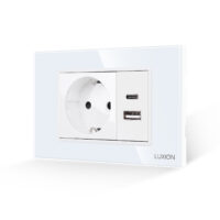 Priza Schuko si USB A+C cu Rama din Sticla LUXION, Standard Italian, 3M