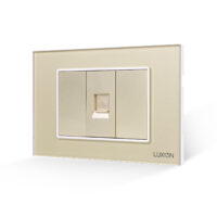 Priza Telefon 1M + 2 Taste False LUXION cu Rama din Sticla, Standard Italian, 3M culoare aurie