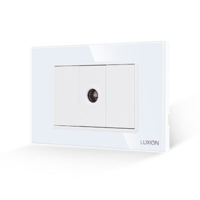 Priza TV 1M + 2 Taste False LUXION cu Rama din Sticla, Standard Italian, 3M