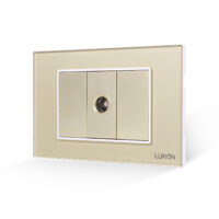 Priza TV 1M + 2 Taste False LUXION cu Rama din Sticla, Standard Italian, 3M culoare aurie