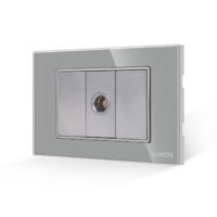 Priza TV 1M + 2 Taste False LUXION cu Rama din Sticla, Standard Italian, 3M culoare gri