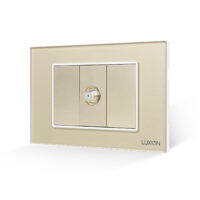 Priza TV Satelit 1M + 2 Taste False LUXION cu Rama din Sticla, Standard Italian, 3M culoare aurie