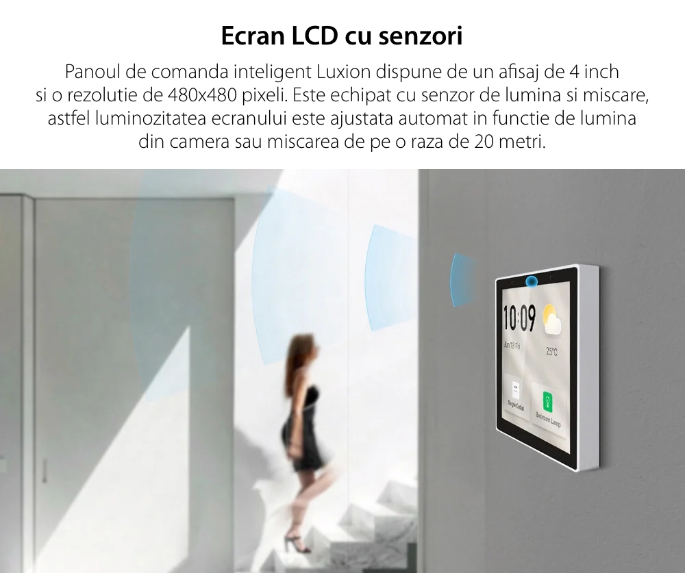 Panou de Comanda Inteligent LUXION All-in-One cu Integrare Sonerie, Control Lumini, AC, Draperii
