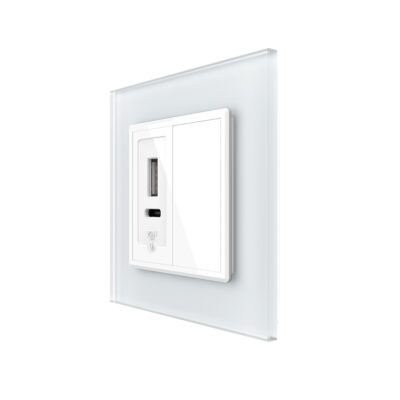 Priza USB-A + USB-C cu Rama Din Sticla si Tasta Falsa LIVOLO