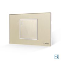 Intrerupator Simplu Cap Cruce Mecanic LUXION cu Rama din Sticla, Standard Italian, 2/3M culoare aurie