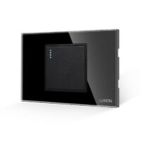 Intrerupator Simplu Mecanic LUXION cu Rama din Sticla, Standard Italian, 2/3M culoare neagra