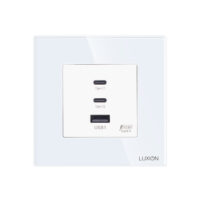 Priza Fast Charge 65W – USB-A + 2 x USB-C cu Rama din Sticla LUXION