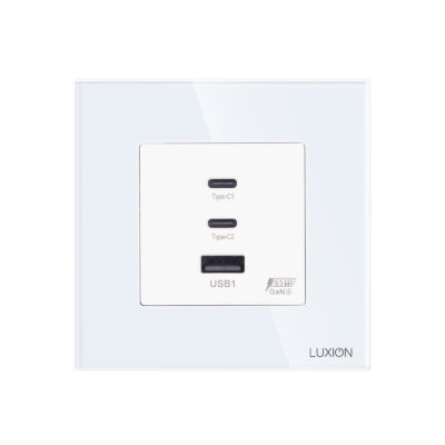 Priza Fast Charge 65W – USB-A + 2 x USB-C cu Rama din Sticla LUXION