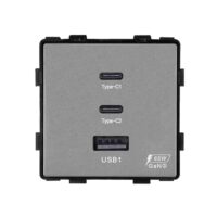 Modul Priza Fast Charge 65W – USB-A + 2 x USB-C LUXION culoare gri