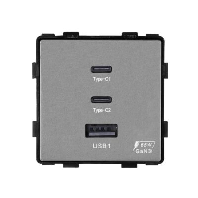 Modul Priza Fast Charge 65W – USB-A + 2 x USB-C LUXION culoare gri