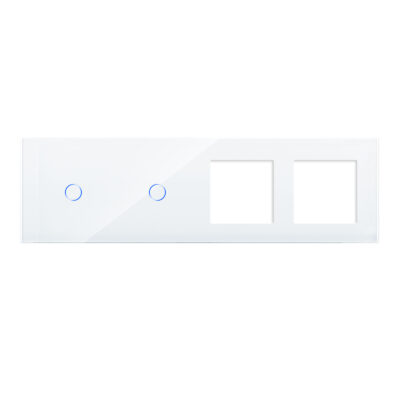 Panou 2 Intrerupatoare Simple cu Touch si 2 Prize Din Sticla LUXION