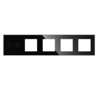 Panou Intrerupator Dublu cu Touch si 4 Prize Din Sticla LUXION culoare neagra