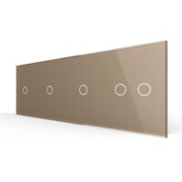 Panou Intrerupator Simplu + Simplu + Simplu + Dublu cu Touch LIVOLO din Sticla culoare aurie