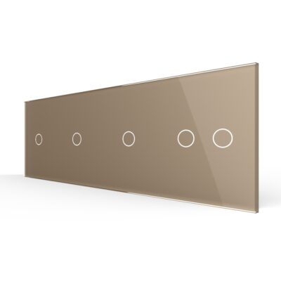 Panou Intrerupator Simplu + Simplu + Simplu + Dublu cu Touch LIVOLO din Sticla culoare aurie