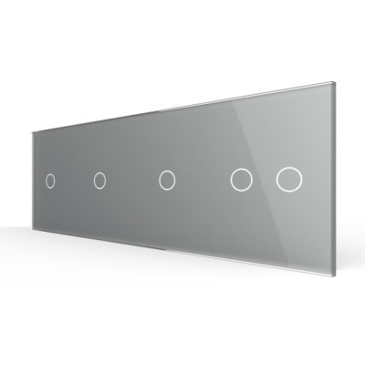 Panou Intrerupator Simplu + Simplu + Simplu + Dublu cu Touch LIVOLO din Sticla culoare gri