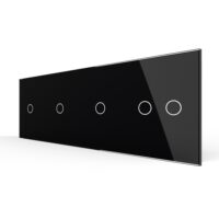 Panou Intrerupator Simplu + Simplu + Simplu + Dublu cu Touch LIVOLO din Sticla culoare neagra