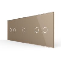 Panou Intrerupator Dublu + Simplu + Dublu cu Touch LIVOLO din Sticla culoare aurie