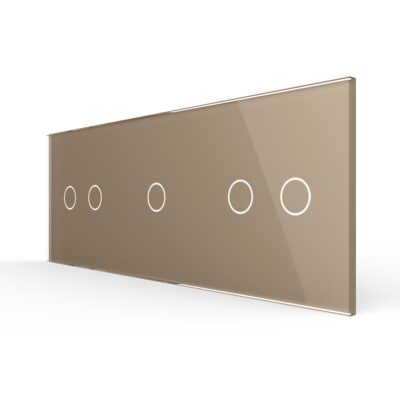 Panou Intrerupator Dublu + Simplu + Dublu cu Touch LIVOLO din Sticla culoare aurie
