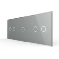 Panou Intrerupator Dublu + Simplu + Dublu cu Touch LIVOLO din Sticla culoare gri