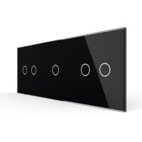 Panou Intrerupator Dublu + Simplu + Dublu cu Touch LIVOLO din Sticla culoare neagra