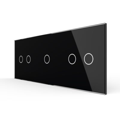 Panou Intrerupator Dublu + Simplu + Dublu cu Touch LIVOLO din Sticla culoare neagra