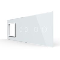 Panou Priza Simpla + 2 Intrerupatoare Duble cu Touch LIVOLO din Sticla