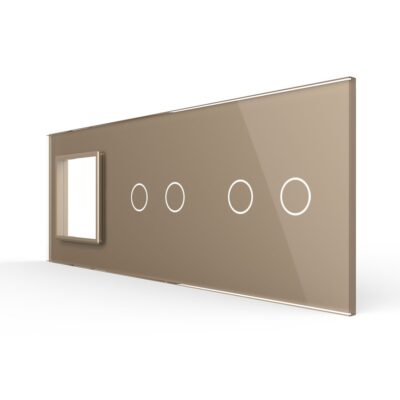 Panou Priza Simpla + 2 Intrerupatoare Duble cu Touch LIVOLO din Sticla culoare aurie